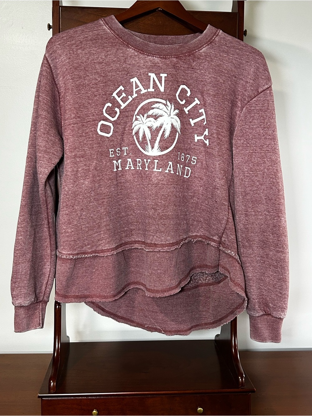 Sunsations Women’s Large Ocean City Graphic Crewneck Sweatshirt Dusty Rose